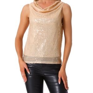 Talbots Gold Sequin Sleeveless Blouse